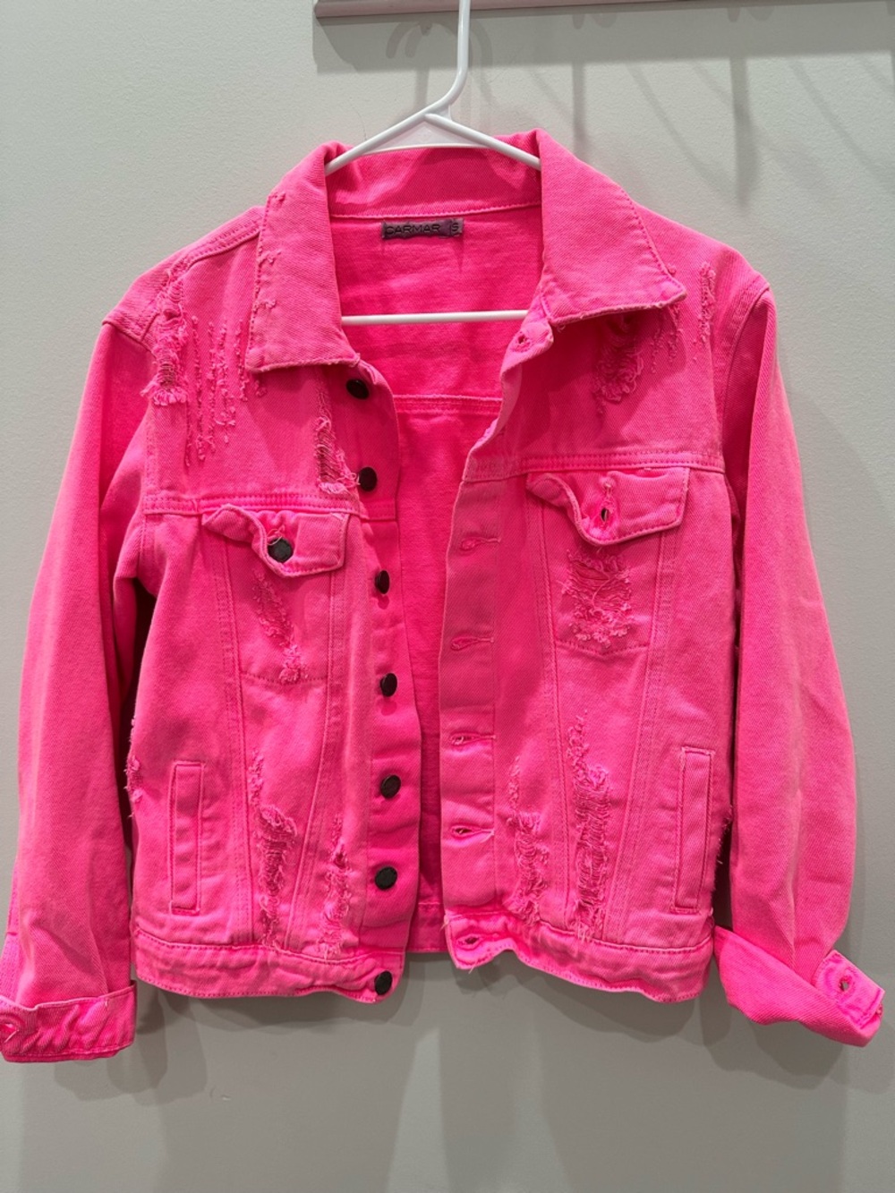 Carmar Hot Pink Distressed Denim Jacket